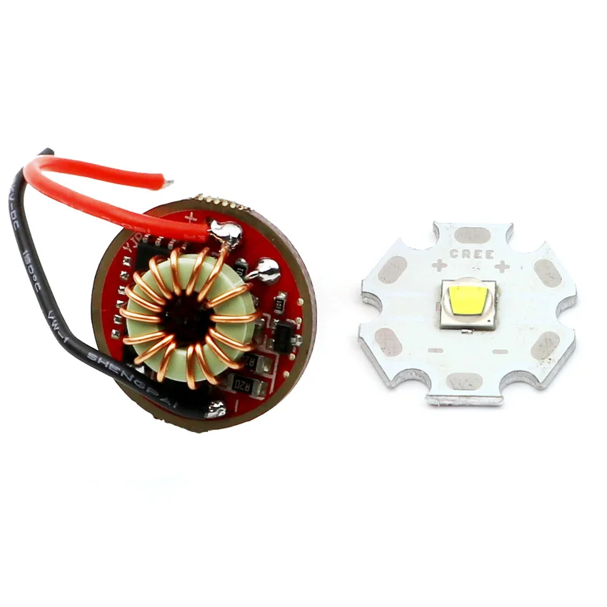 

20mm 10W XM-L2 U3 LED / T6 LED diode Bead Emitter chip + 22mm 5.6V-9V 5 Modes Driver Board for L2 T6 U2 LED Flashlight lamp