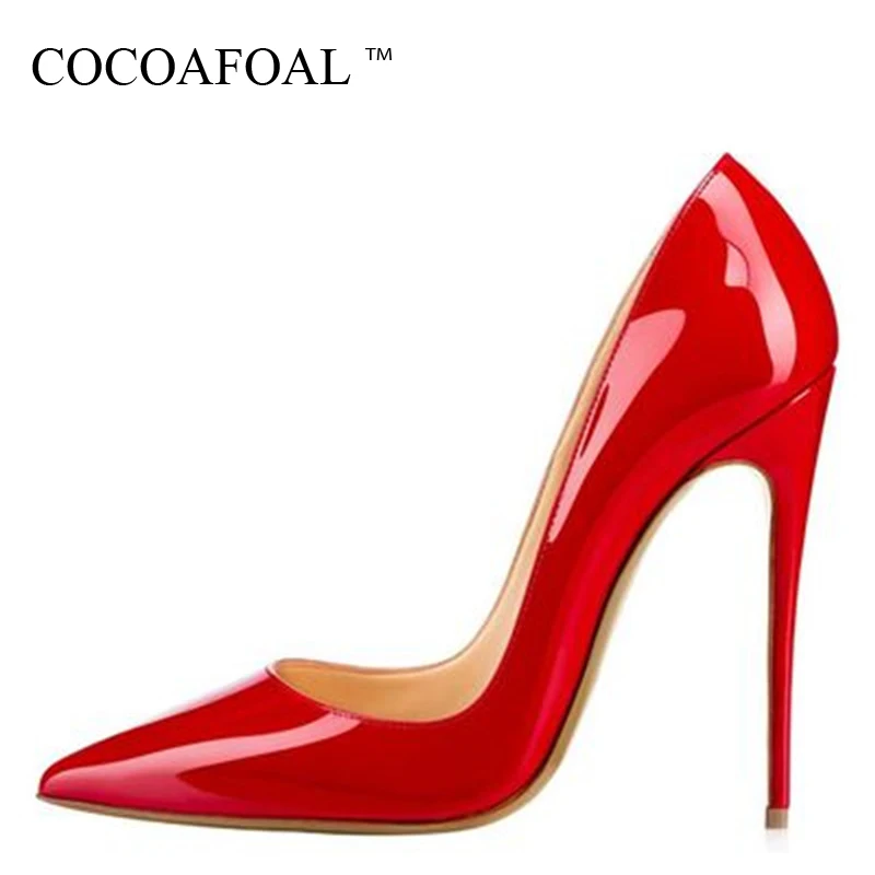 

COCOAFOAL New Sexy Women's High Shoes Patent Leathe Woman High Heels Shoes Pointed Toe Wedding Patent Leather Sexy Party Pumps