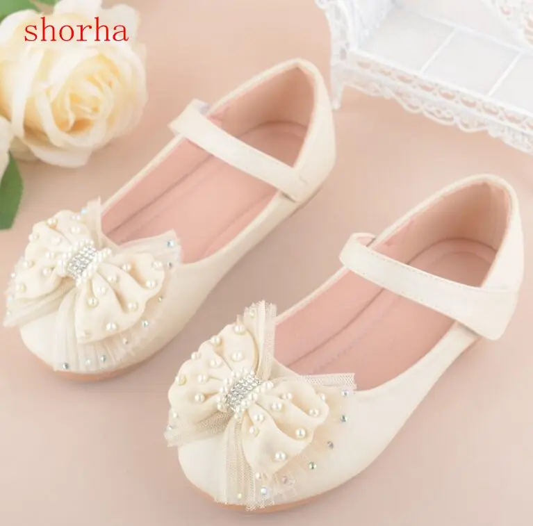 Кожаная женская обувь для девочек; Новая весенне-летняя обувь принцессы на плоской подошве; детская обувь; вечерние свадебные туфли