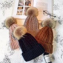 Женские Весенние и зимние шапки уличная теплая Модная женская шапочка новая скидка ручная эластичная большая голова вокруг поддельного енота