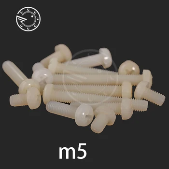 

100pcs DIN7985 M5 Nylon round head screw white plastic cross head screw M5