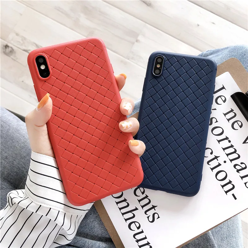 

Luxury Ultra Thin Grid Weave pattern Case For Samsung S10 S9 S8 Pus S10E Note 9 8 A20 A30 A40 A50 A5 A6 A8 A9 2018 Case Cover
