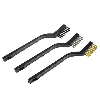 

3 pcs Mini Wire Brush Steel Brass Set Nylon Cleaning Polishing Detail Metal Rust Apr 10
