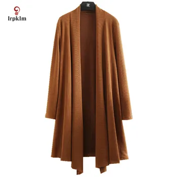 

2018 New Women's Knit Cardigans For Sprint Autumn Warm Ladies Casual Loose Women Coat Middle Long Open Stitch Plus Size PQ257