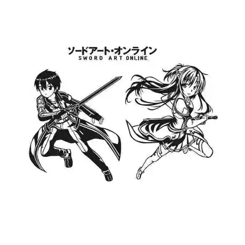 Pegatina Sword Art Online Sticker Anime Cartoon Kirito Car Decal Sticker Vinyl Wall Stickers  Decor Home Decoration