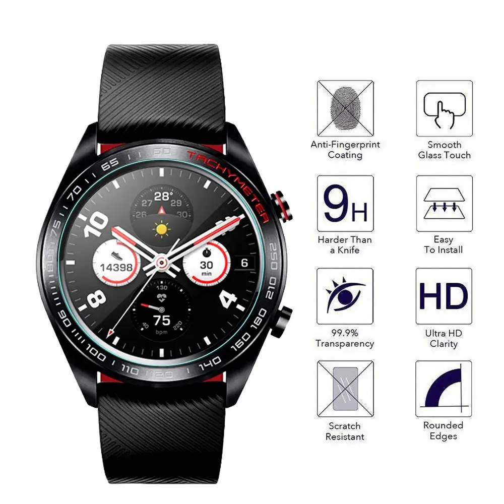 

For Huawei Honor Watch Magic Tempered Glass Screen Protector, 2.5D Arc Edges 9 Hardness HD Anti-Scratch