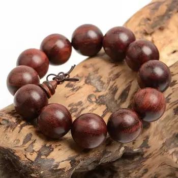 

Old material lobular red sandalwood 20mm male and female Buddha beads smooth grain high oil couple bracelet
