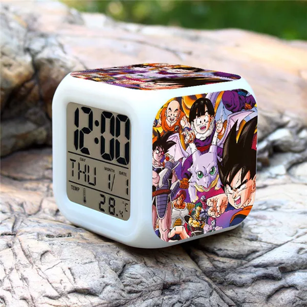 Dragon Ball Z серии LED 7 цветов вспышки света цифровой будильник Дети Часы Фигурки игрушки для детей - Цвет: Розовый