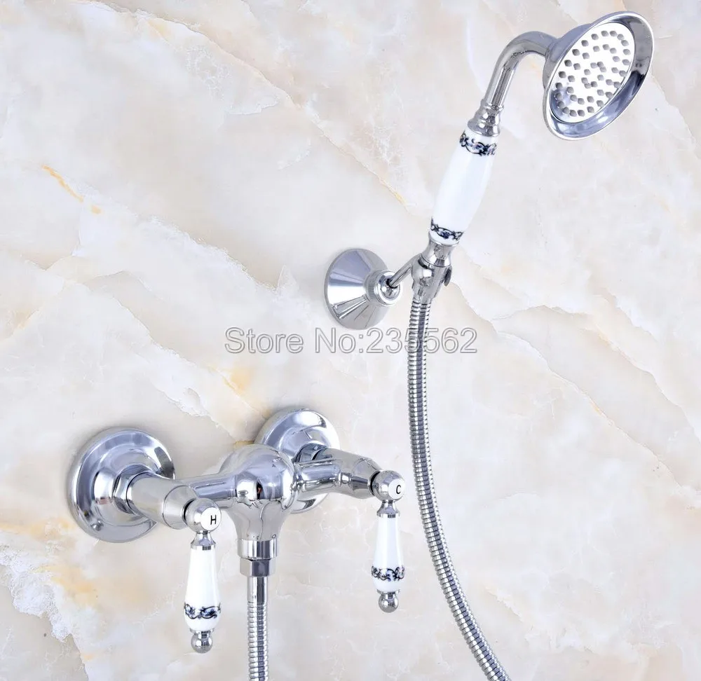 

Chrome Bath Shower Faucets With Hand Sprayer Shower Head Bathroom Tap lna785