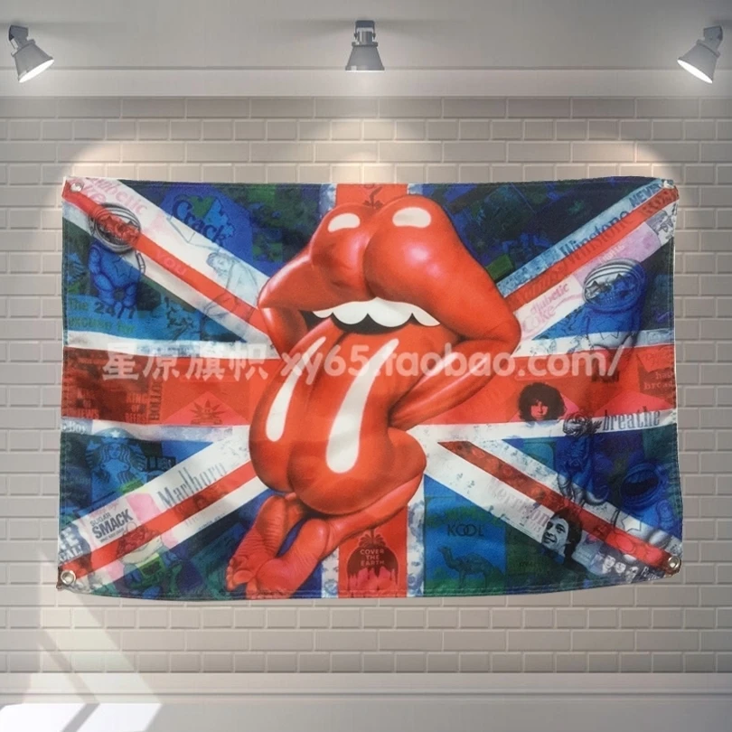 

"Personality big tongue British flag" Banners Hanging Flag Wall Sticker Cafe Restaurant locomotive club Live Background Decor