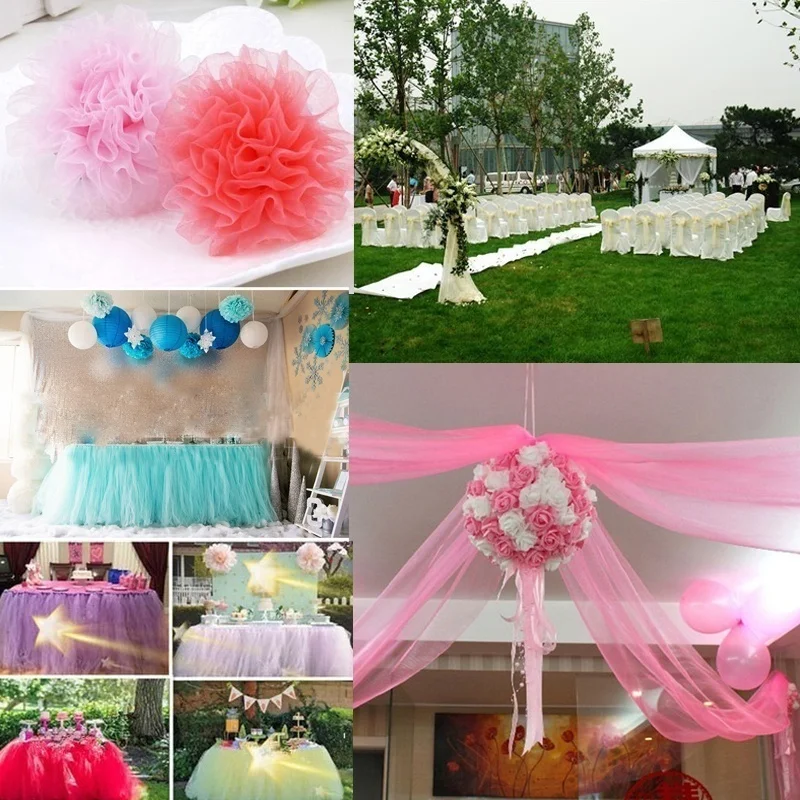 25 Yards 15cm Tulle Roll Tutu Fabric Wedding Decoration Organza Laser DIY Crafts Tutu Soft Baby Shower Birthday Party Supplies