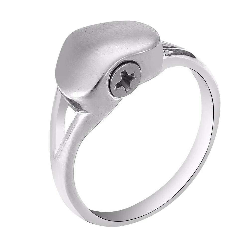 Love Heart Cremation Urn Finger Rings Memorial Ashes Ring Jewelry Screwdriver