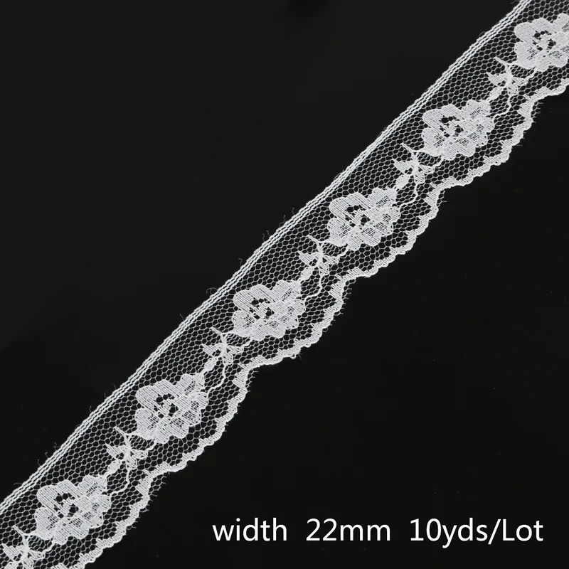 Горячая белая 10 ярдов Красивая кружевная лента для одежды Свадебные украшения для самодельного изготовления аксессуары - Цвет: 22mm