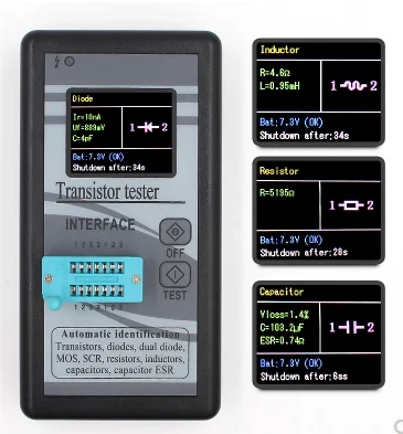 Многоцелевой Транзистор тестер LCR метр TFT цветной дисплей для диода тиристорный емкость резистор MOSFET ESR индуктор