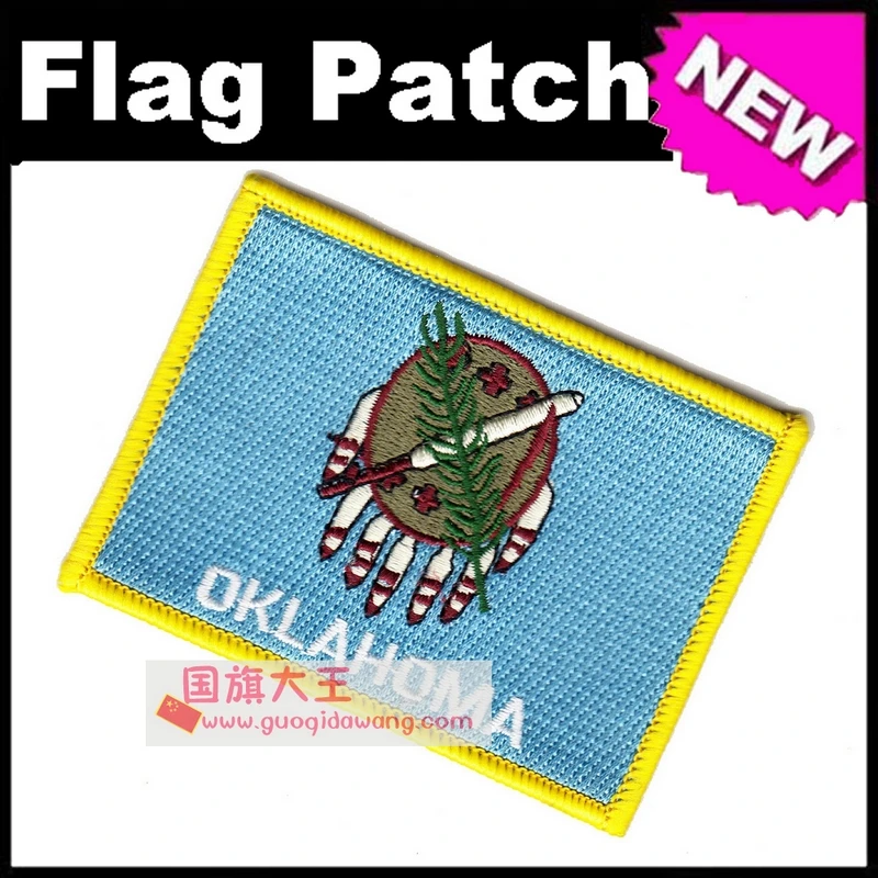 Embroidery Patches USA States flag Oklahoma Iron on 9.0x6.5cm Custom