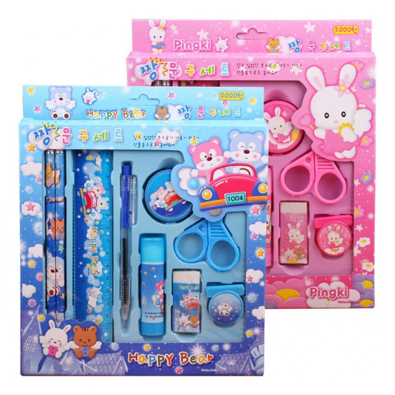 

Marco Calendar Suitcase Pencil Case Sharpener Rubber Pencil Badge Sticker Paper Color Learning Suit Children Stationary Set