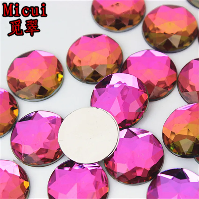 Micui, 50 шт., 20 мм, круглые кристаллы, акриловые стразы с плоской задней стороной, клей на драгоценные камни, стразы, Кристалл, камень, одежда, платье, ремесло, ZZ751
