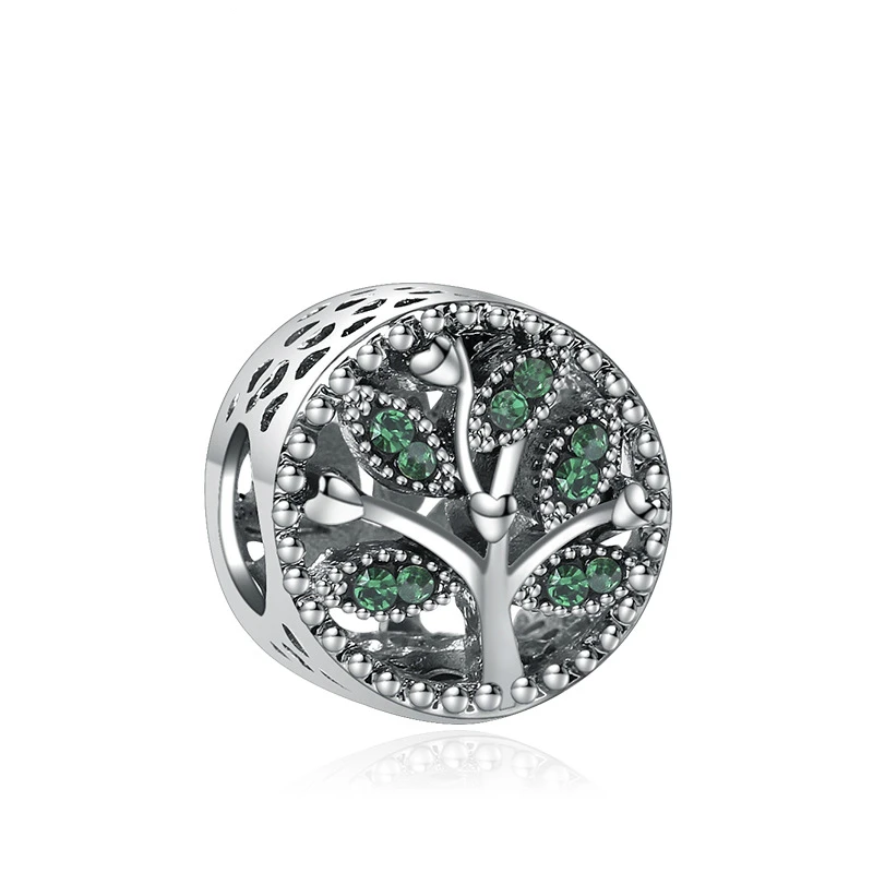 5PCS-HTevak-Silver-Alloy-Charms-Green-Round-Crystal-Tree-of-Life-Spacer-Hollow-Beads-Fit-DIY