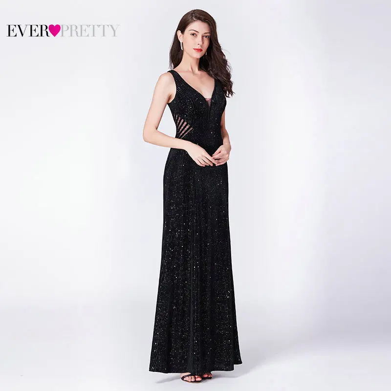 Robe De Soiree Русалочка вечернее платье Ever Pretty EP07439BK элегантные иллюзионные черные вечерние платья с v-образным вырезом и открытой спиной