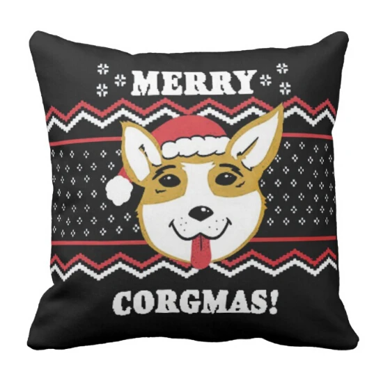 christmas corgi pillow