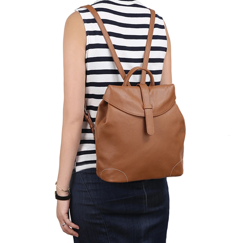 Style 100 Mujer À Jeunes Femme Véritable Pour En Filles Épaule Cuir Sac Noir Mochilas Cartable Coréen Dos wwqx8pUr