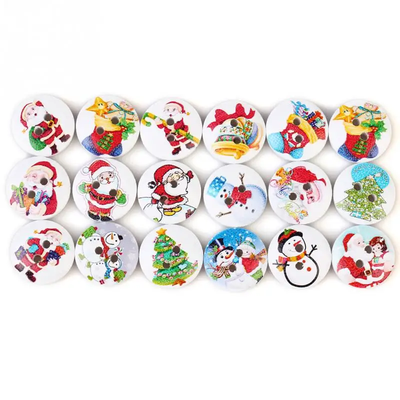 Santa Claus Pattern Round 2 holes button Christmas Stockings