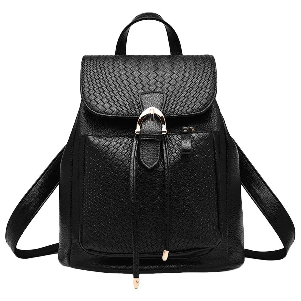 Leather Backpack Faux Leather Schoolbag Woman Girl Middle School ...