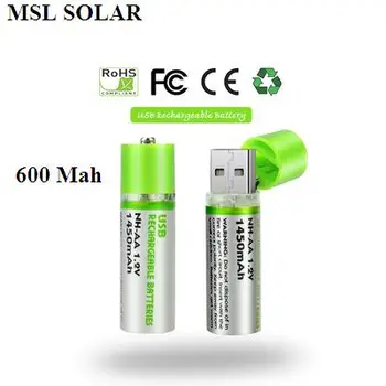 

ALLMEJORES 2Pcs Mini AA Battery Nimh AA 1.2V 600MAH Rechargeable Battery NIMH USB AA With Colorful Card Package CE FCC ROHS