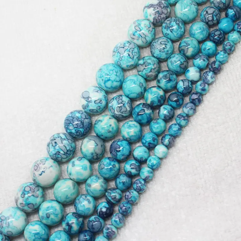 

Wholesale 3-14mm Blue Snow Jaspers Round Loose Beads 15"bjr2, For Jewelry making, can mixed wholesale!