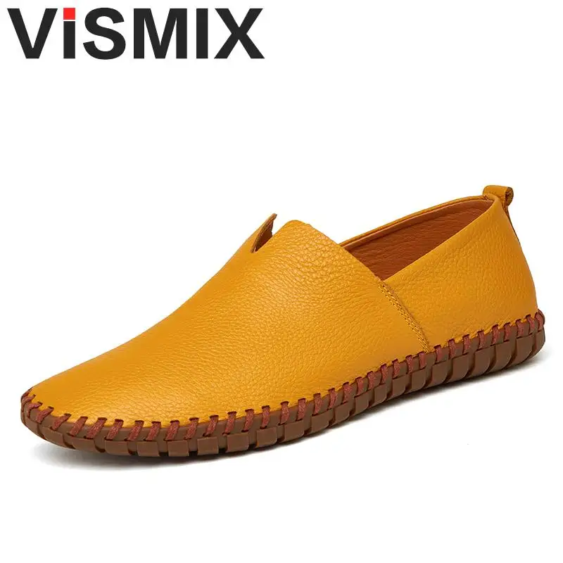 VISMIX Brand Fashion Genuine Leather Men Loafers Autumn Comfortable Casual Shoes Men Flats Male Driving Shoes Plus Size 49 50