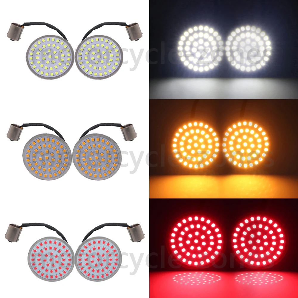 

1156 LED 2" Bullet Turn Signal Light Inserts Panel for Harley Sportster Touring Electra Glide Softails Dyna