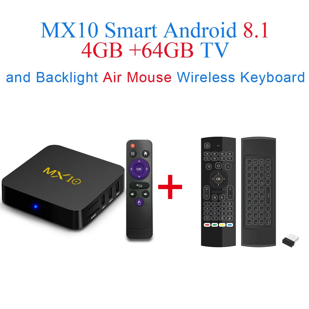 Docooler MX10 WiFi ТВ приставка 4K приставка RK3328 Android 9,0 USB3.0 32GB64GB Смарт ТВ приставка HD медиаплеер для Smart Android tv - Цвет: 4G 64G add Air Mouse