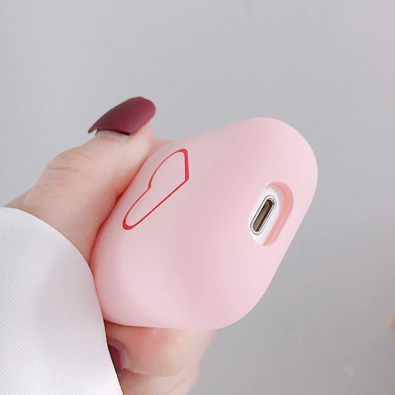 Luxury Hard PC Earphone Case For Airpods Black Pink Heart Pattern Cases For Apple Airpods 1 2 Headphone Cover Protector Bags