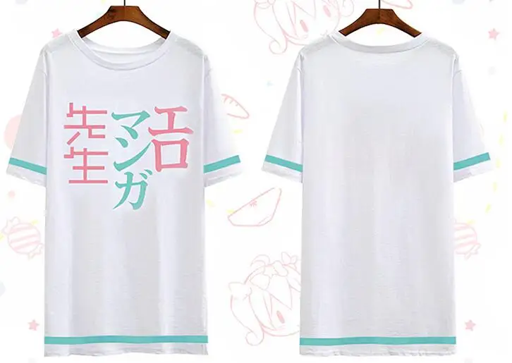 Большие размеры аниме эроманга сенсей Izumi Sagiri Косплэй костюм с плеча хлопок womeT футболка Летняя футболка парик подушка
