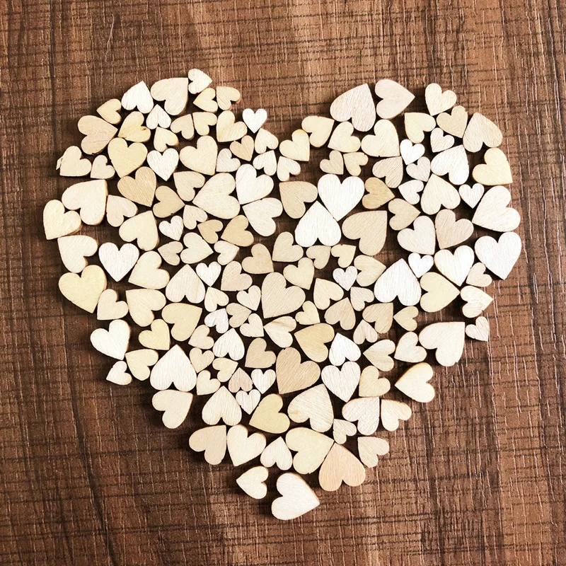 200pcs Rustic Wood Wooden Love Heart Wedding Table Decoration Scatter Craft G2P2 
