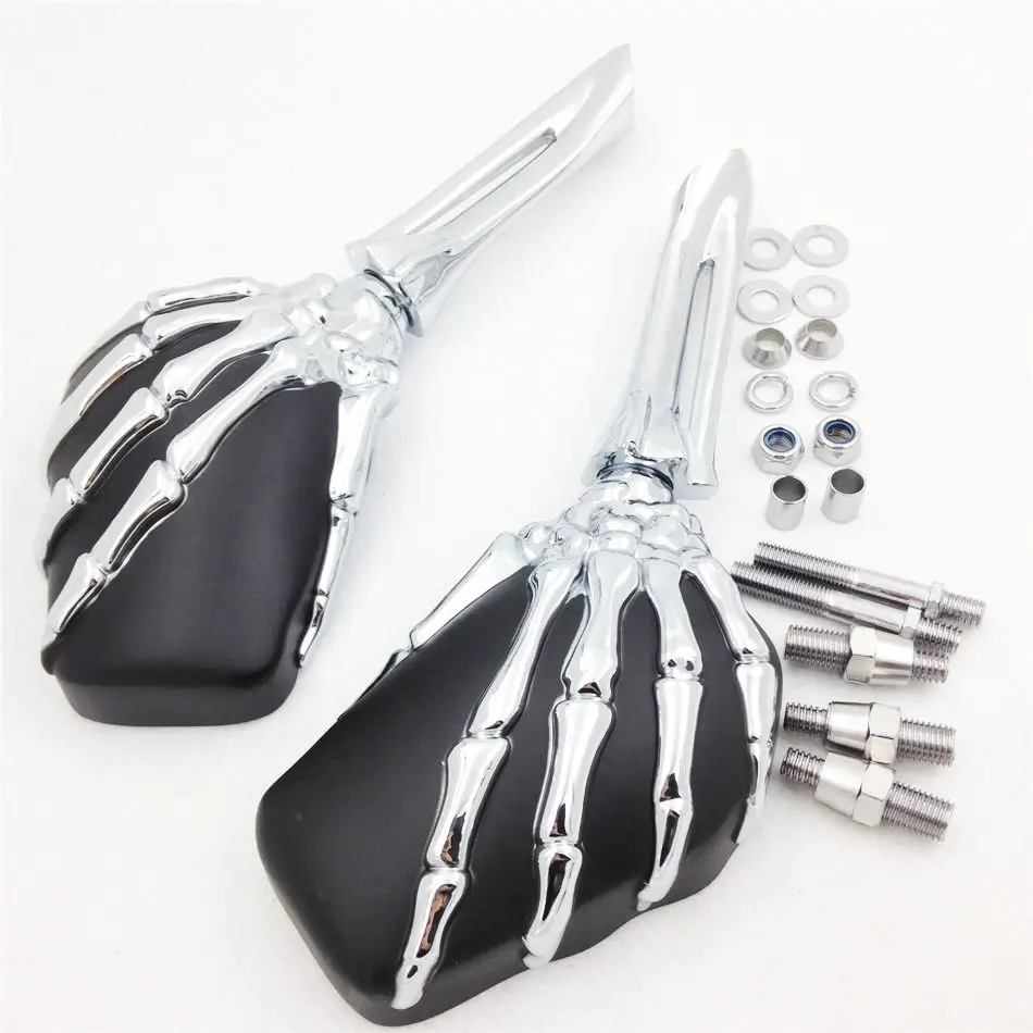 Motorcycle Billet Aluminum Claw Skull Skeleton Hand Side Rearview