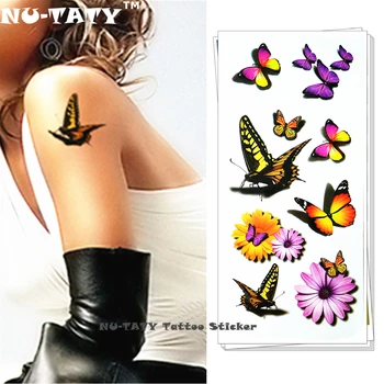 

Nu-TATY 3d Temporary Flash Tattoo Body Art Tatoo Sticker Sexy Butterfly Daisy 1 sheet 19*9cm For Selfie High Quality sticker