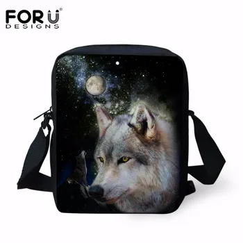 

FORUDESIGNS Cool Wolf Printing Boys School Bags Small Kids Mini Messenger Bag for Preschool Daypack Travel Phone Crossbody Bags