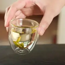 4 шт. 80 мл/2,3 л. унций двухслойный ручной работы прозрачное Термостойкое стекло маленькие чашки для чая подарок Сделано в Китае