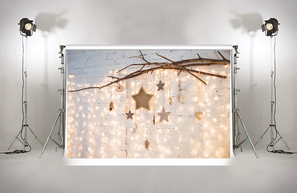 Рождественская звезда свет фон фотографии кирпичная стена Рождество Eve вечерние баннер домашнего изображение Studio Фон для фотосессии xt-7291