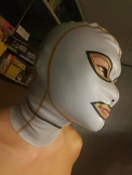 

Unisex Silver Latex Hood Latex Rubber Mask Back Zip High Quality Face Hood Classical Latex Rubber Hood