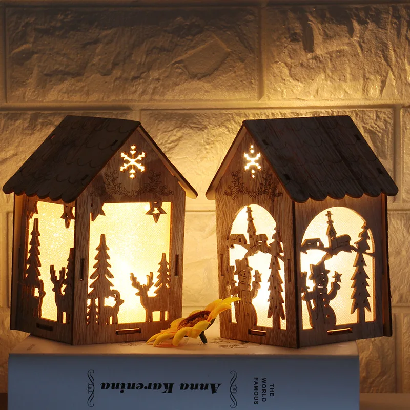 

Christmas Tree Decorations Pendant Led Light Wood House For Home Hanging Ornaments Holiday Nice Xmas Gift Wedding Navidad 2019