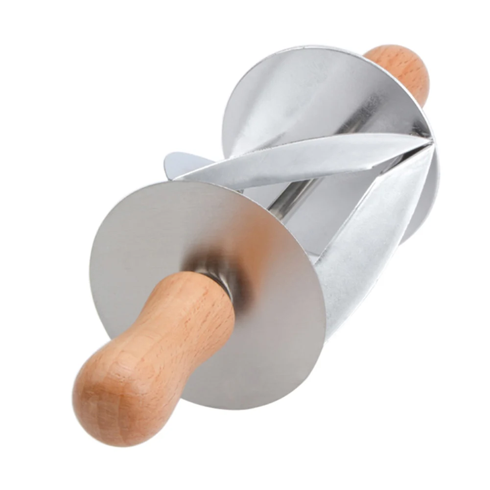 Hot Rolling Pastry Dough Cutter Stainless Steel Wooden Handle for Making Croissant Bread Baking