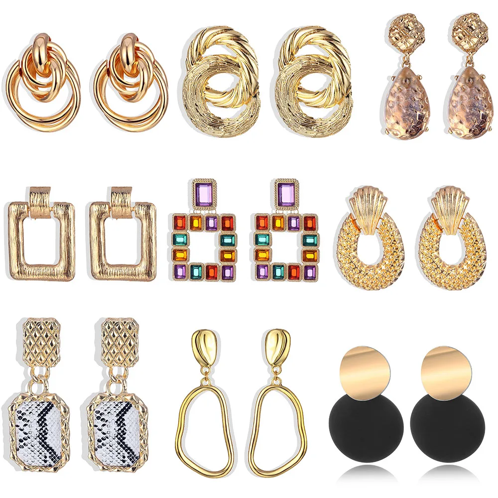 

Vintage Gold Big Punk Earrings Fashion Statement Geometric Trend Female Drop Earrings 2019 Metal Alloy Glamour Earrings Jewelry
