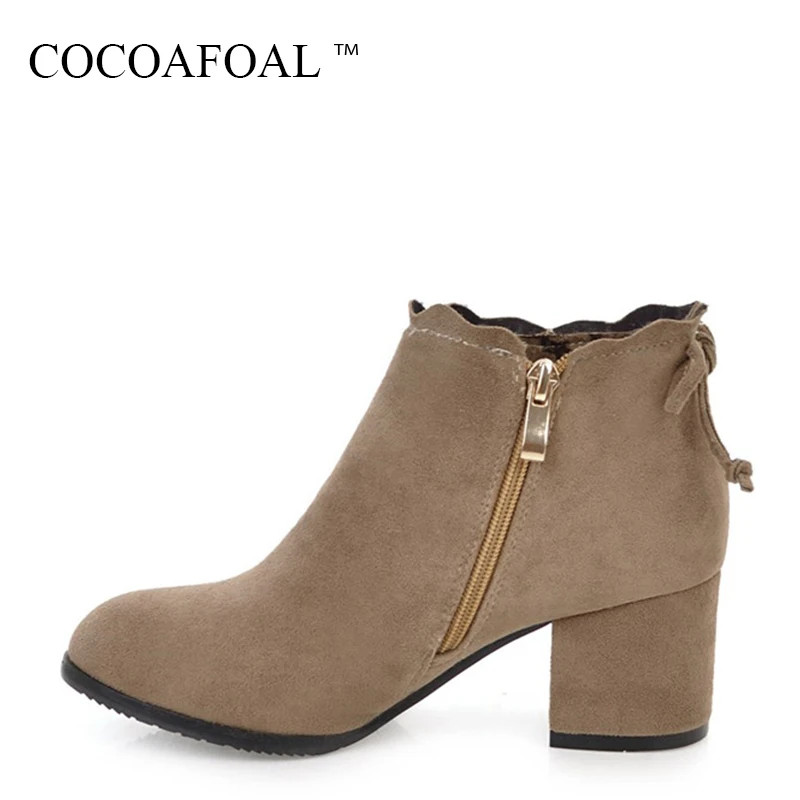 

COCOAFOAL Women's Black Pointed Toe Ankle Boots Sexy Butterfly Knot Martin Boots Autumn Winter Plus Size 43 High Heeled Shoes