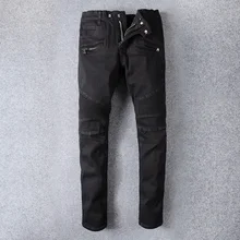 Винтажные дизайнерские модные мужские джинсы, черный цвет, соединенный внакрой деним, брюки-карго, хип-хоп джинсы, мужские уличные байкерские джинсы, Homme