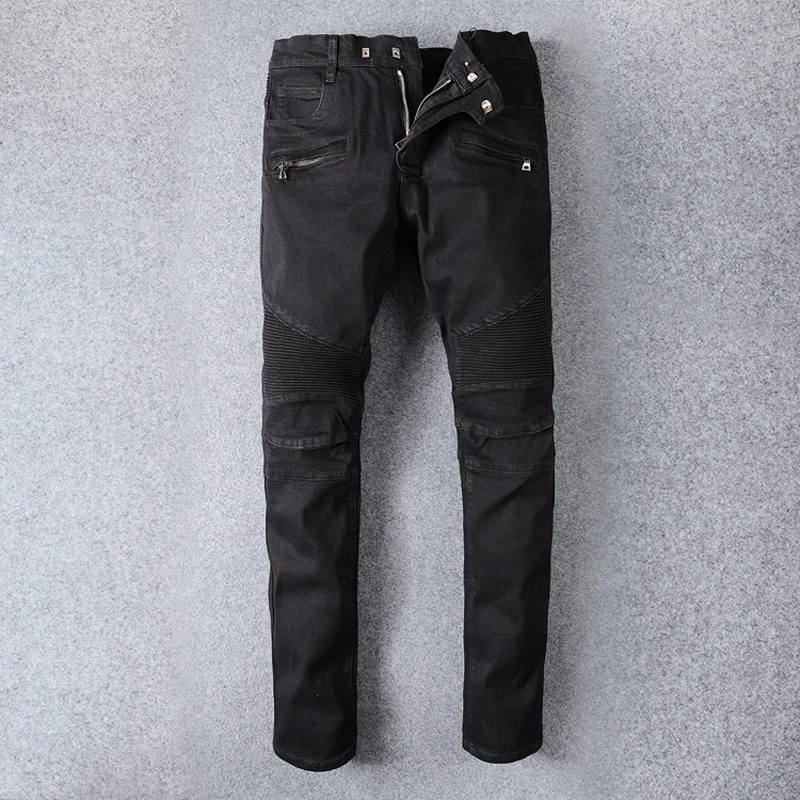 Vintage Designer Fashion Men Jeans Black Color Spliced Denim Cargo Pants Hip Hop Jeans Men Streetwear Motor Biker Jeans Homme Vintage Designer Fashion Men Jeans Black Color Spliced Denim Cargo Pants Hip Hop Jeans Men Streetwear Motor Biker Jeans Homme