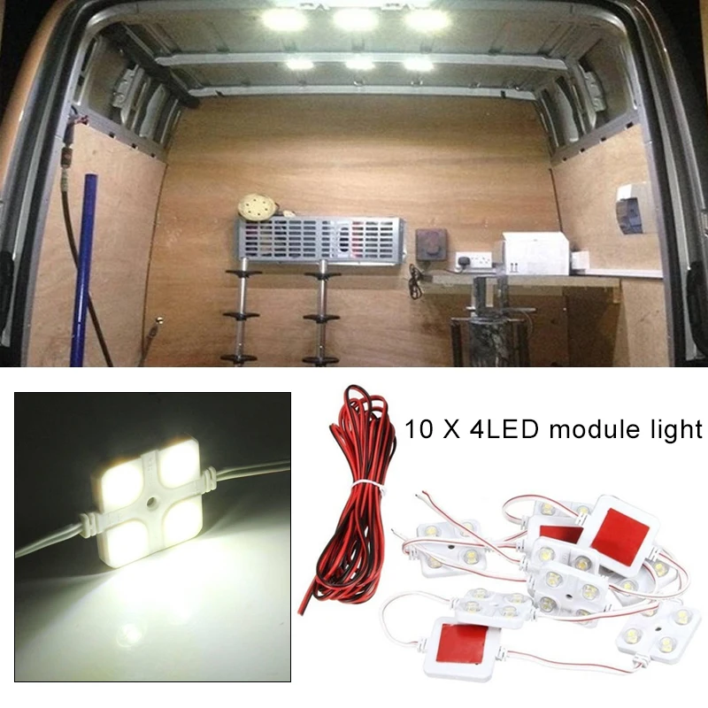 10x4 светодиодов 12 в автомобильный светильник на крышу, комплект для микроавтобуса, внутренний потолочный светильник, водонепроницаемый внутри, яркий белый светильник для RV, лодки, прицепа, грузовиков