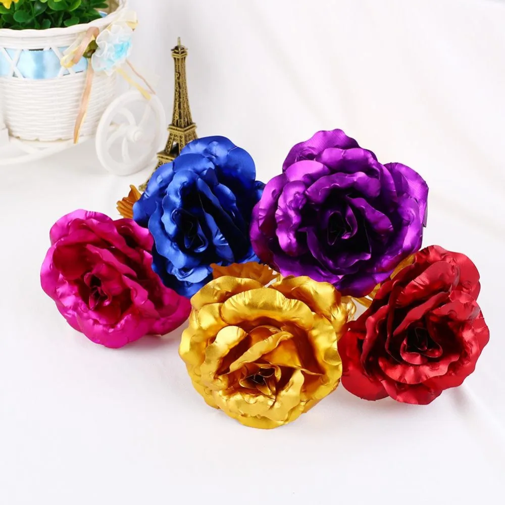 

5 Colors 24K Golden artificial Rose Flower Luminous Rose Flower Wedding Decoration Festive Party Decoration Valentine's Day Gift
