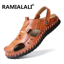 Ramialali/мужские сандалии натуральный спилок, кожа мужские пляжные сандалии, мужская повседневная обувь, Вьетнамки, мужские тапочки, кроссовки, летняя обувь